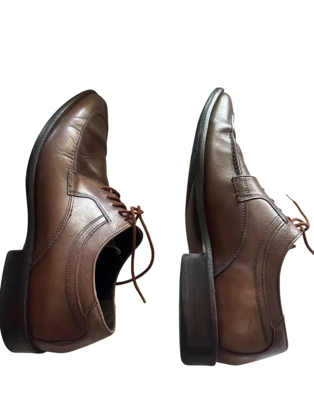 Johnston & Murphy Mens Brown Leather Oxford Shoes 11.5 M Made In India